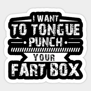 Tongue Punch Fart Box Funny Word Pun Humor Sarcasm Joke Gag Sticker